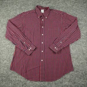 Brooks Brothers Shirt Mens Large Red Blue Plaid Regent Button Up Cotton‎ Casual